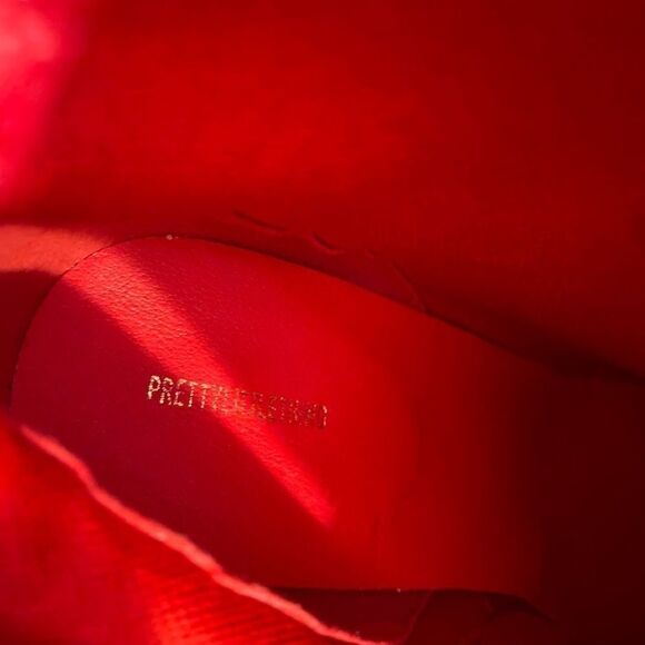 Pretty Little Thing, red suede, side zip, block heel ankle booties size 3 - Picture 7 of 8